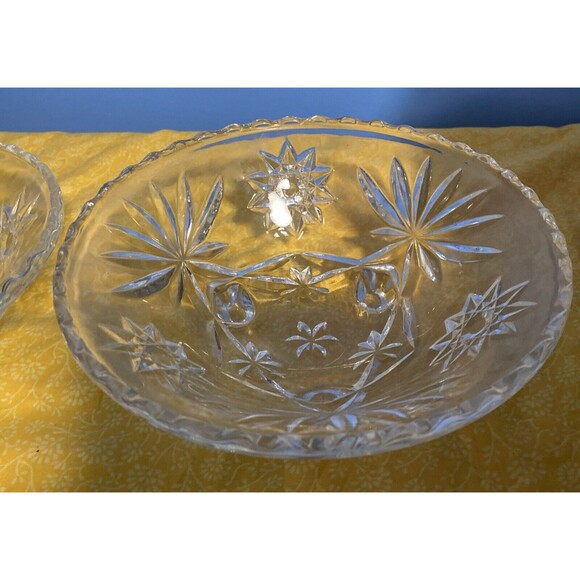 Vintage Pair Anchor Hocking Star of David Bowl, 3 Footed Prescut Scalloped Edge - Picture 5 of 8